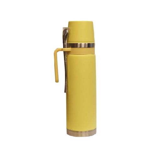 Termo Comet en Acero Inoxidable 1Lt con Tapa Mate y Bombilla - Amarillo