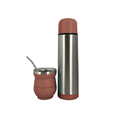 Set Matero c/ Termo Bala 500Ml + Mate + Bombilla Acero Inox - Coral