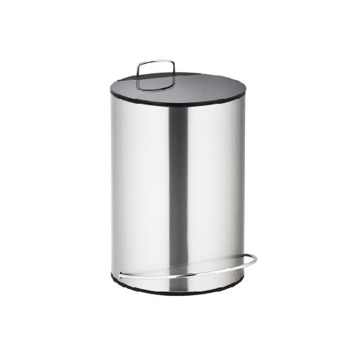 Tarro Basura Residuos 13L Acero Inox c/Pedal y Tapa Plástica - Plateado