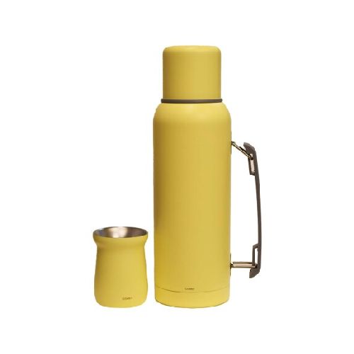 Combo Comet en Acero Inox Termo 1Lt con Manija + Mate 160Ml - Amarillo