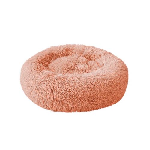 Cama Cucha Puff Redondo 80cm De Felpa P/ Mascotas Perro Gato - Salmón