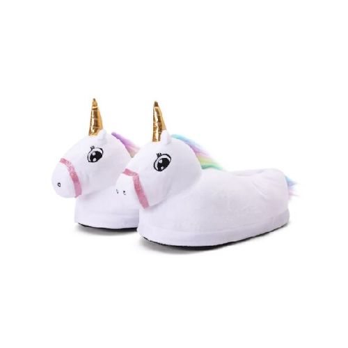 Pantuflas Unicornio Suaves y Calentitas para Niños y Adultos - Blanco