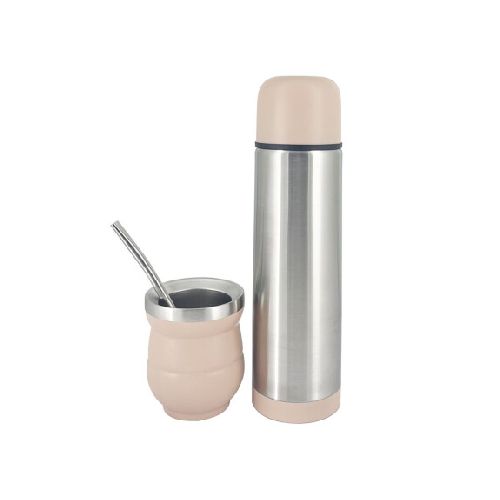 Set Matero c/ Termo Bala 500Ml + Mate + Bombilla Acero Inox - Rosa