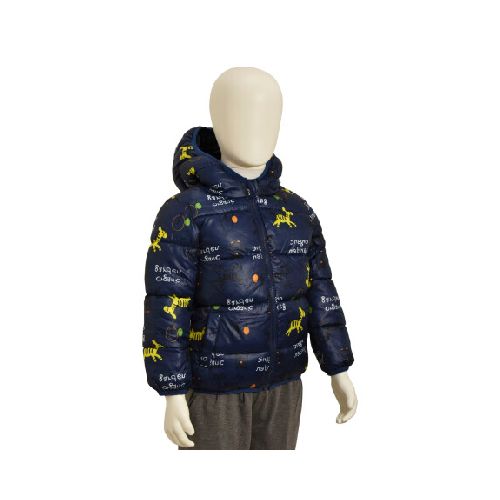 Campera Infantil Acolchonada de Abrigo en Nylon con Capucha - Azul Cebra/búho