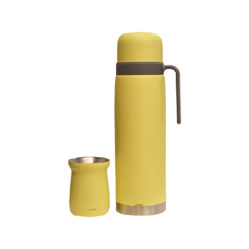 Combo Comet Acero Inox Termo 1Lt Manija Rígida + Mate 160Ml - Amarillo