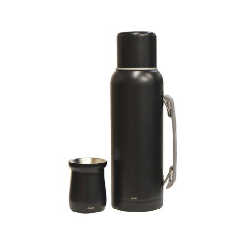 Combo Comet en Acero Inox Termo 1Lt con Manija + Mate 160Ml - Negro