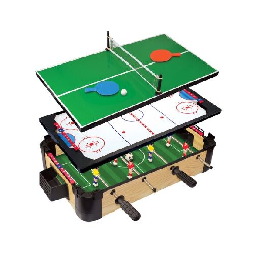 Juego de Mesa 3en1 en Madera c/ Futbolito + Ping Pong + Tejo - Verde