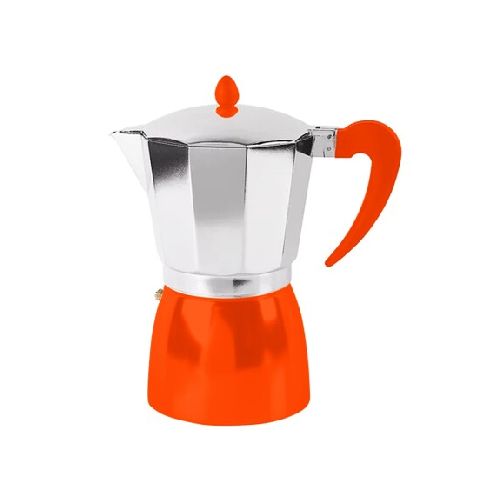 Cafetera aluminio tipo italiana 9 tazas color acero - Naranja