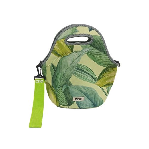 Lunchera Bolso Térmico en Neopreno c/Cierre Asa Brio Classic - Hojas Verdes