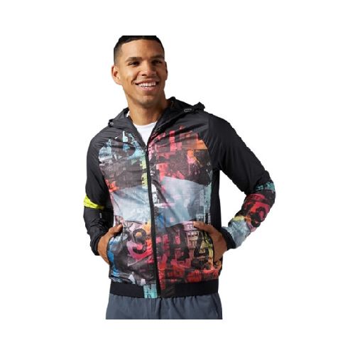 Campera Deportiva Cortaviento Capucha Reebok Hombre Os Wvn A - Multicolor