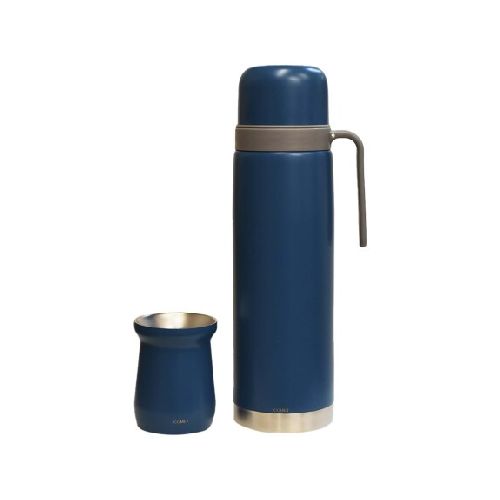 Combo Comet Acero Inox Termo 1Lt Manija Rígida + Mate 160Ml - Azul Petróleo