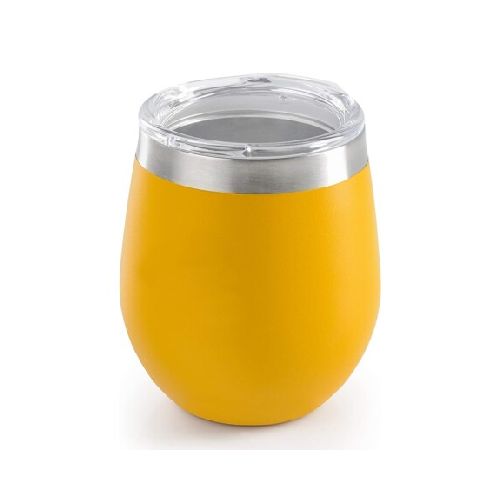 Mate Acero Inox c/ Tapa Vaso Térmico Bebidas Frías Calientes - Amarillo