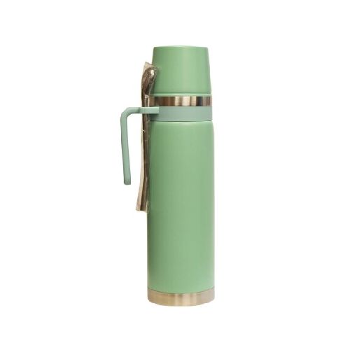 Termo Comet en Acero Inoxidable 1Lt con Tapa Mate y Bombilla - Verde Claro