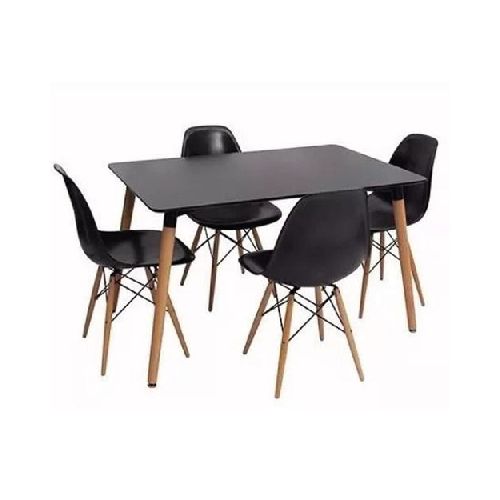 Juego Comedor Eames Mesa 4 Sillas Negro