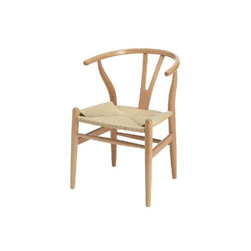 Silla De Comedor Wishbone Madera Beech Y Asiento Ratan Natural