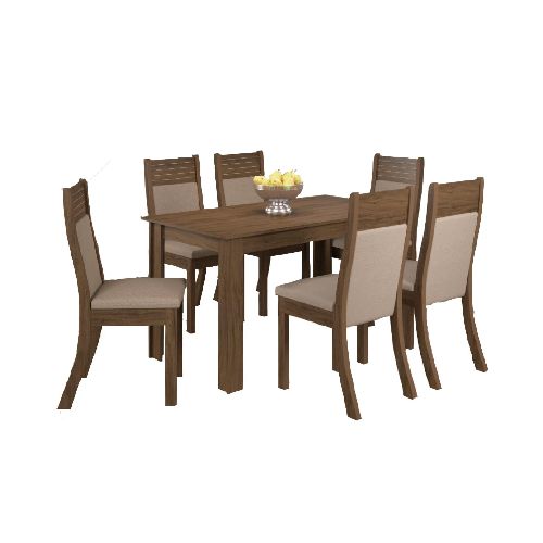 Juego de Comedor 6 Sillas Mesa Living Chocolate Roma