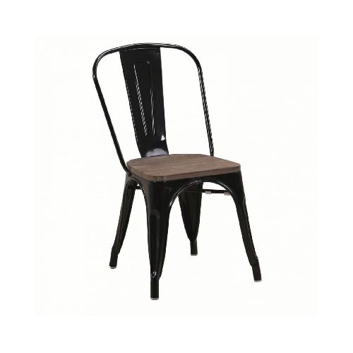 Silla Tolix Metalica Vintage Asiento De Madera Super Oferta