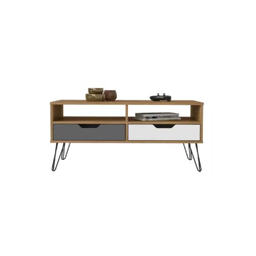 Mesa De Living Mesa Ratona Estilo Nordico 2 Cajones