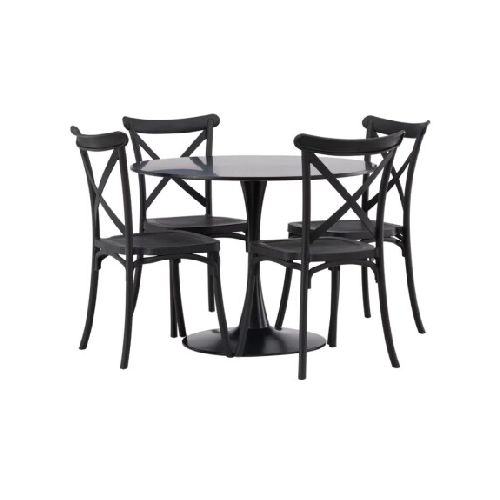 Juego De Comedor 4 Sillas Vienesas + Mesa Tulip - Negro