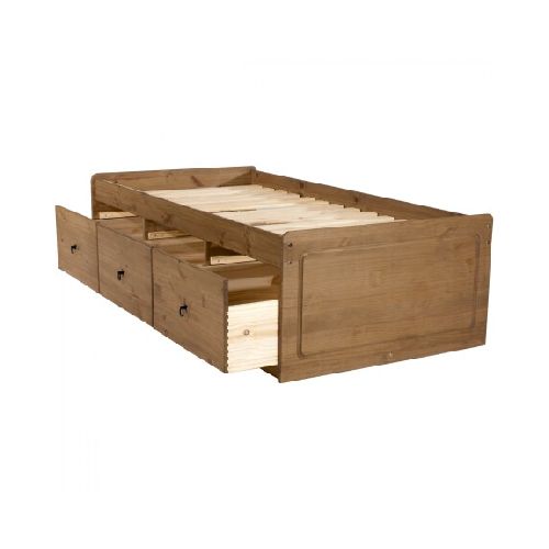 Cama 1 plaza con cajones Linea Naturale - Roble