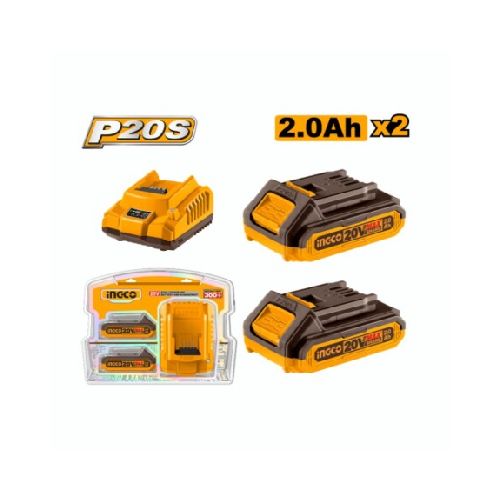 Set X2 Baterías 20V 2AMP + 1 Cargador INGCO FBCPK1222 — AMV Store