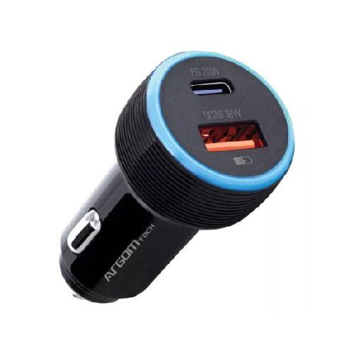 Cargador USB Y USB-C Para Auto ARGOM ARGAC0101 - Negro — AMV Store