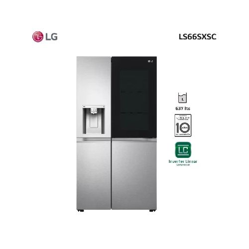 Heladera Side by Side inverter LG 637 lts – InstaView, Cratf Ice™ y ThinQ™ LS66SXSC Marca: LG