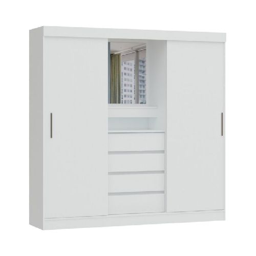 Placard 3278 ARGO 2 puertas corredizas y cómoda con cajones. Color blanco Marca: Nuevo Sol