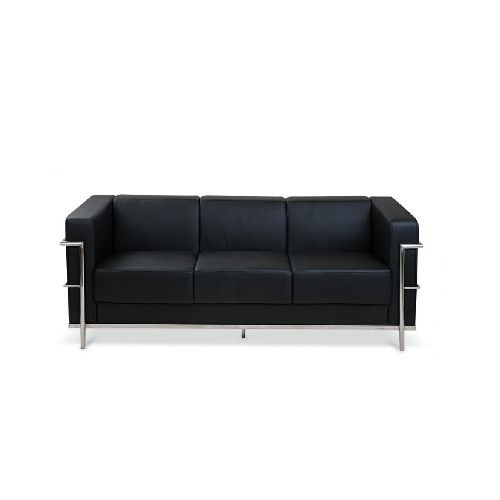 Sillón de 3 cuerpos Negro modelo: Le Corbusier Marca: Satec