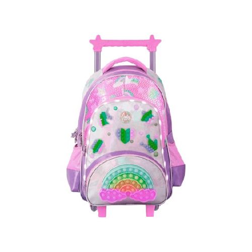 Mochila Carro 48 Cm Rainbow Pop It Con Luz Led 