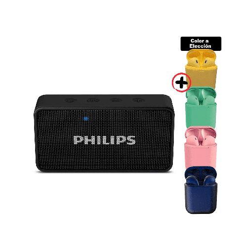 Parlante Inalambrico Bt60bt Philips + Auriculares Inalámbricos