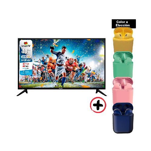 Smart Tv Enxuta Ledenx1243sdf4kl 4k 43 220v + Auriculares Inalámbricos