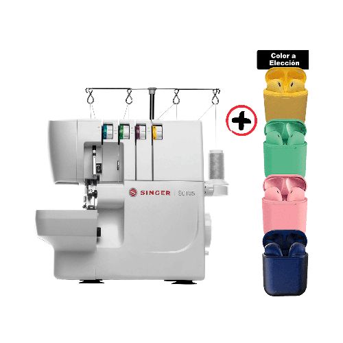 Máquina De Coser Overlock Singer S0105/100 + Auriculares Inalámbricos