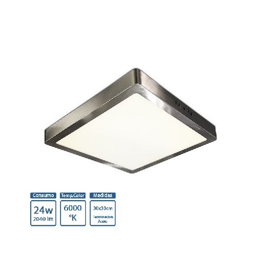 LED Plafon Acero Cuad. 24w DENSE Frio 30x30 /3.2cm h