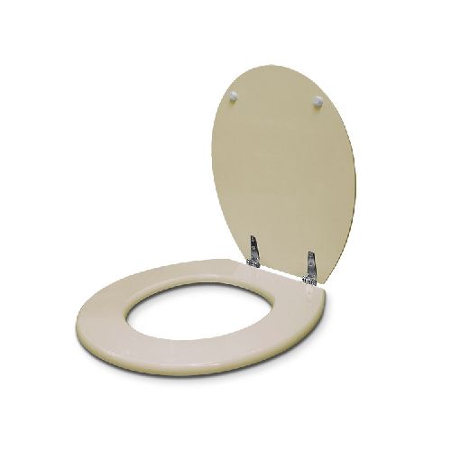 Tapa WC Hueso Madera Laqueada Herraje Metal Oval