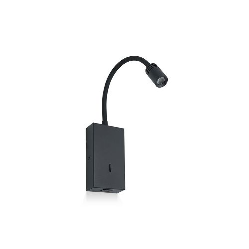 APLIQUE Velador LED Negro 3 Watts c/USB 7x14x22cm h