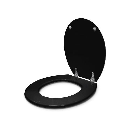 Tapa WC Negro Madera Laqueada Herraje Metal Oval