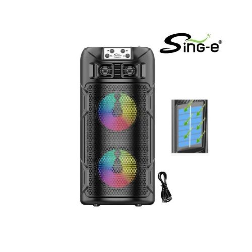 Parlante 4″x2 Bluetooth / MicroSD / USB / 16W / Panel Solar Para Carga / Sing-e ZQS4275 - MegaSystem Tienda  