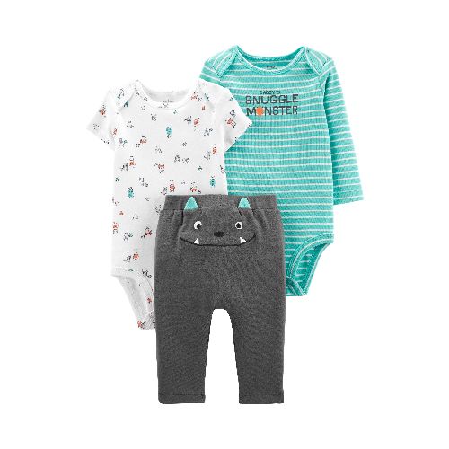 Carters conjunto 3p pantalón y body mc y ml niño  