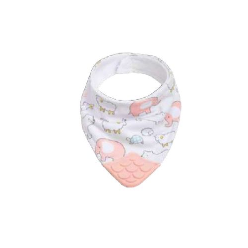 Babero bandana con mordillo animals rosa BUBA