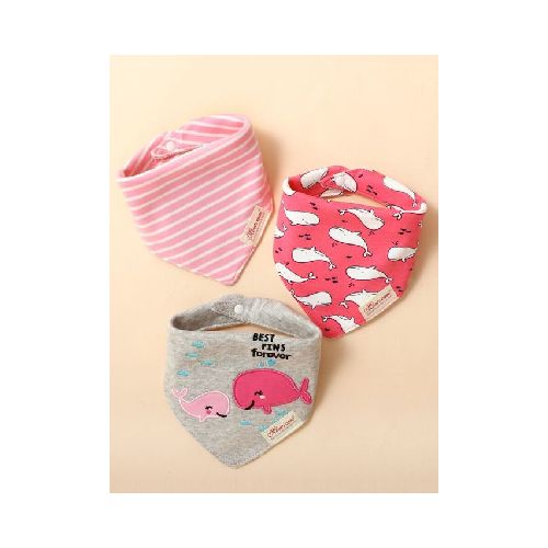 Set baberos bandana x3 delfin rosado