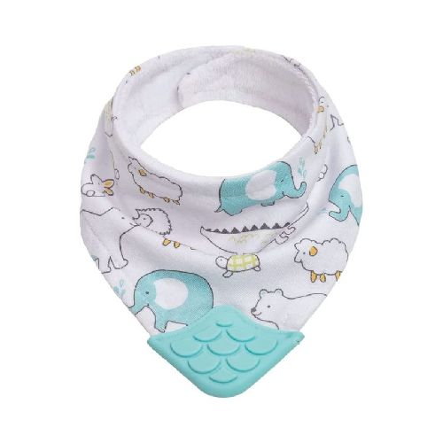 Babero bandana con mordillo animals aqua BUBA