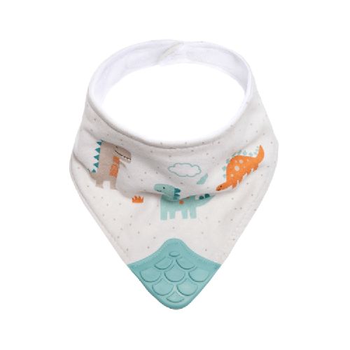 Babero bandana con mordillo dino grey BUBA