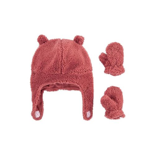 Set gorro con orejitas y guantes carters - rosa