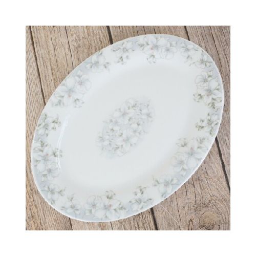 Plato oval ceramica blanca con diseño