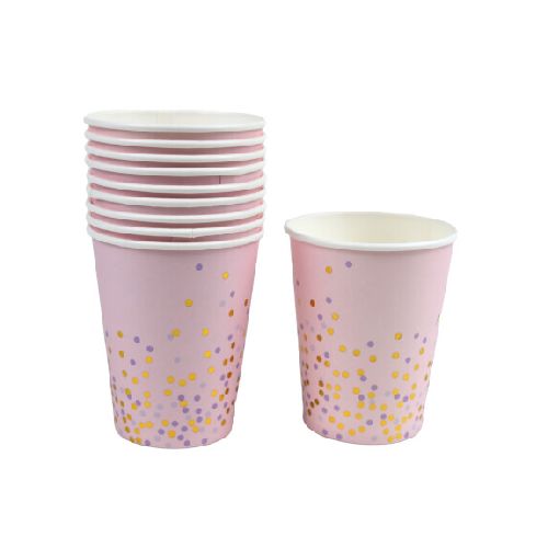 Vaso de papel metalizado x 10 piezas 3 diseños