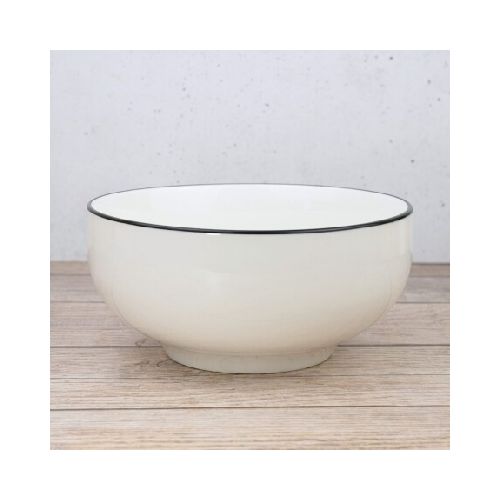 Bowl de ceramica blanco con borde de color