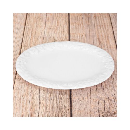 Plato oval de ceramica labrado con flores