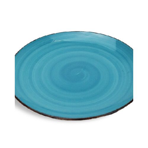 PLATO POSTRE CERAMICA COLOR VETEADO BORDE OSCURO 19X2CM COLORES SURTIDOS JY-WSH85