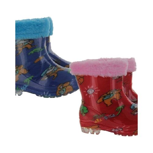 BOTAS DE GOMA P/LLUVIA NIÑO FORRADA C/PIEL C/DISEÑO 31 AL 35 15693 Q60